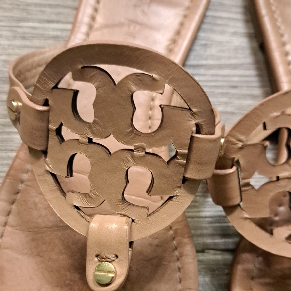 Tory Burch Miller Brown Leather Sandals - Picture 3 of 9